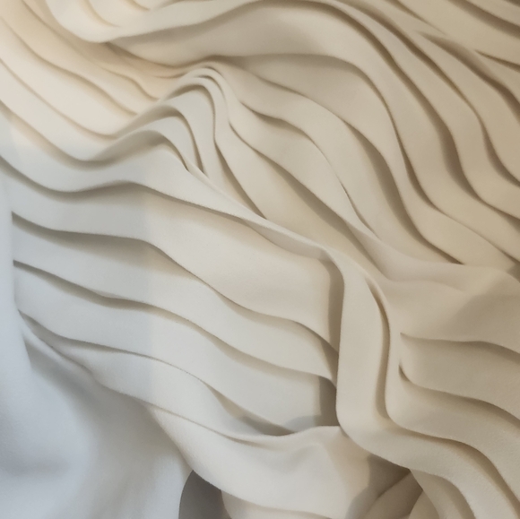 Ann Taylor, Large, Winter White pleated long-sleeved shirt - Picture 5 of 6